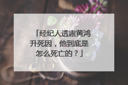 经纪人透露黄鸿升死因，他到底是怎么死亡的？