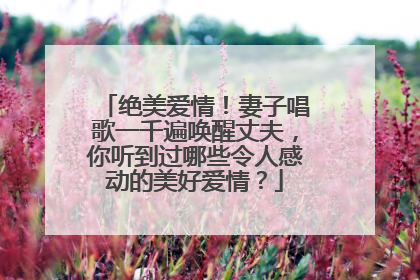 绝美爱情！妻子唱歌一千遍唤醒丈夫，你听到过哪些令人感动的美好爱情？