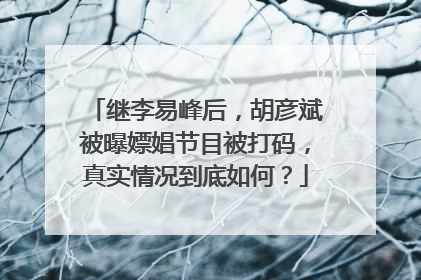 继李易峰后，胡彦斌被曝嫖娼节目被打码，真实情况到底如何？