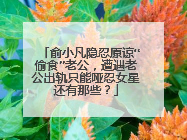 俞小凡隐忍原谅“偷食”老公，遭遇老公出轨只能哑忍女星还有那些？