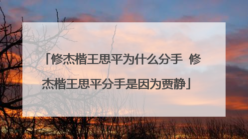 修杰楷王思平为什么分手 修杰楷王思平分手是因为贾静