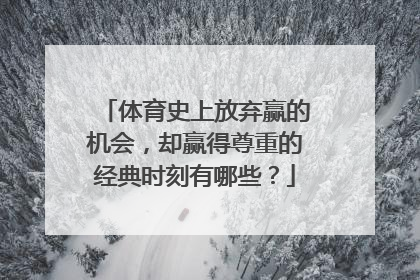 体育史上放弃赢的机会,却赢得尊重的经典时刻有哪些?