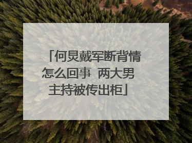 何炅戴军断背情怎么回事 两大男主持被传出柜