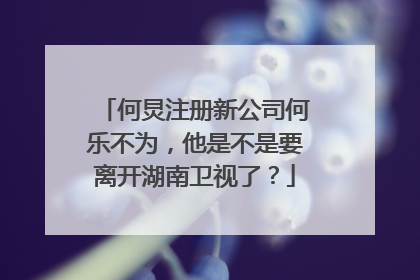 何炅注册新公司何乐不为，他是不是要离开湖南卫视了？