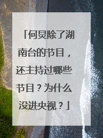 何炅除了湖南台的节目，还主持过哪些节目？为什么没进央视？