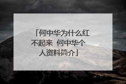 何中华为什么红不起来 何中华个人资料简介