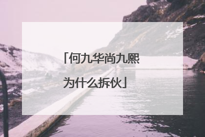 何九华尚九熙为什么拆伙