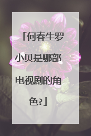 何春生罗小贝是哪部电视剧的角色?