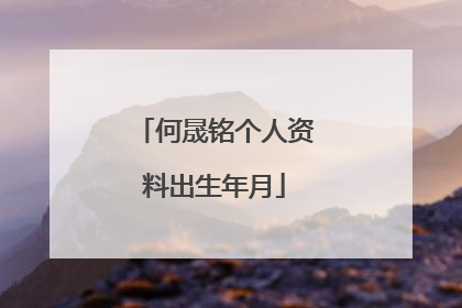 何晟铭个人资料出生年月