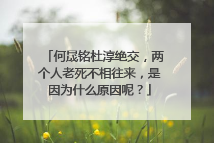 何晟铭杜淳绝交,两个人老死不相往来,是因为什么原因呢?