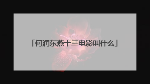 何润东燕十三电影叫什么