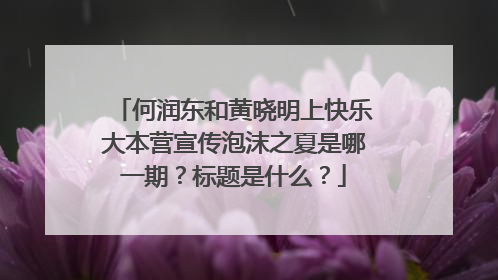 何润东和黄晓明上快乐大本营宣传泡沫之夏是哪一期?标题是什么?