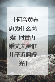 何音黄志忠为什么离婚 何音再婚丈夫是谁儿子近照曝光