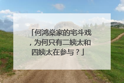何鸿燊家的宅斗戏，为何只有二姨太和四姨太在参与？