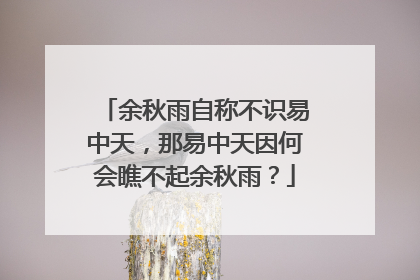 余秋雨自称不识易中天，那易中天因何会瞧不起余秋雨？