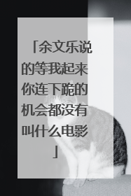 余文乐说的等我起来你连下跪的机会都没有叫什么电影