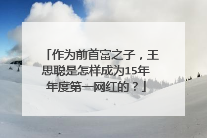 作为前首富之子，王思聪是怎样成为15年年度第一网红的？