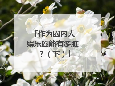 作为圈内人 娱乐圈能有多脏?(下)