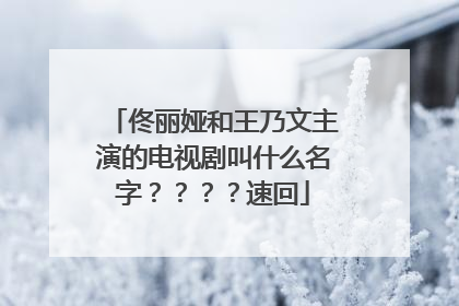 佟丽娅和王乃文主演的电视剧叫什么名字????速回