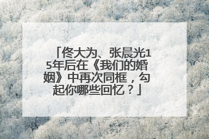 佟大为、张晨光15年后在《我们的婚姻》中再次同框，勾起你哪些回忆？