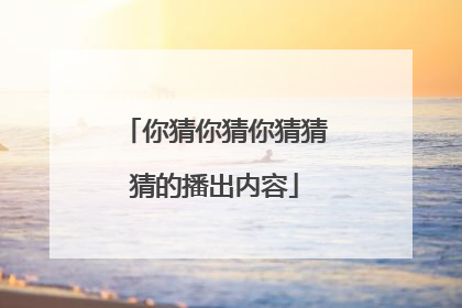 你猜你猜你猜猜猜的播出内容