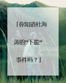 你知道杜海涛的“下跪“事件吗？