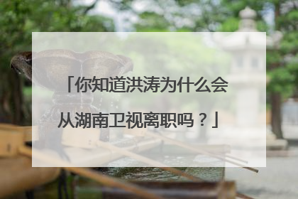 你知道洪涛为什么会从湖南卫视离职吗?