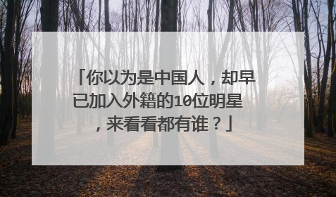 你以为是中国人,却早已加入外籍的10位明星,来看看都有谁?