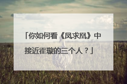 你如何看《凤求凰》中接近霍璇的三个人?