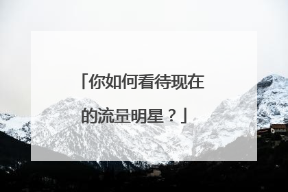 你如何看待现在的流量明星?