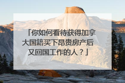 你如何看待获得加拿大国籍买下昂贵房产后又回国工作的人?