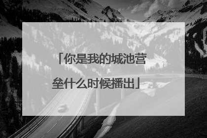 你是我的城池营垒什么时候播出