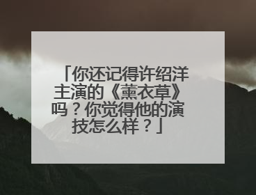 你还记得许绍洋主演的《薰衣草》吗?你觉得他的演技怎么样?