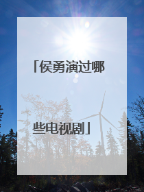 侯勇演过哪些电视剧