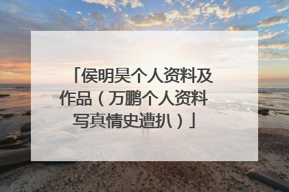侯明昊个人资料及作品（万鹏个人资料写真情史遭扒）