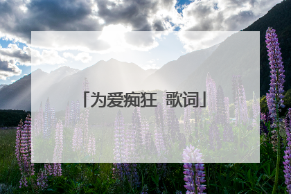 为爱痴狂 歌词