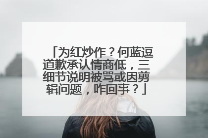 为红炒作?何蓝逗道歉承认情商低,三细节说明被骂或因剪辑问题,咋回事?