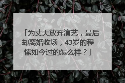 为丈夫放弃演艺,最后却离婚收场,43岁的程愫如今过的怎么样?