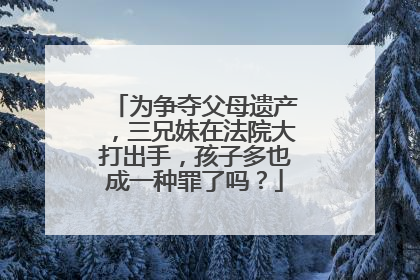 为争夺父母遗产,三兄妹在法院大打出手,孩子多也成一种罪了吗?