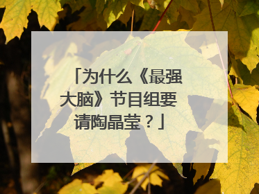 为什么《最强大脑》节目组要请陶晶莹？