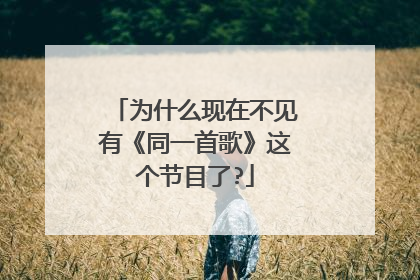 为什么现在不见有《同一首歌》这个节目了?