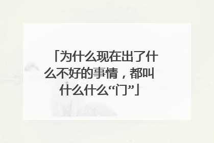 为什么现在出了什么不好的事情，都叫什么什么“门”