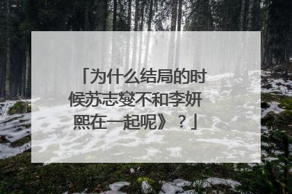为什么结局的时候苏志燮不和李妍熙在一起呢》？
