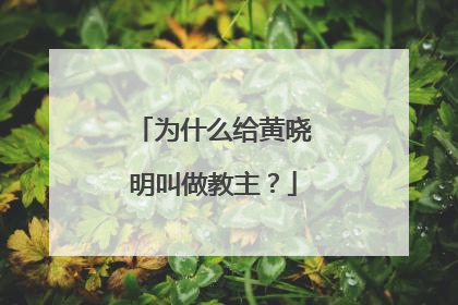 为什么给黄晓明叫做教主？