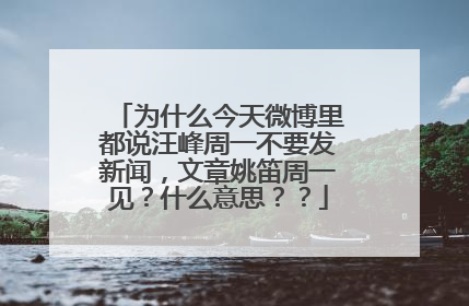 为什么今天微博里都说汪峰周一不要发新闻，文章姚笛周一见？什么意思？？