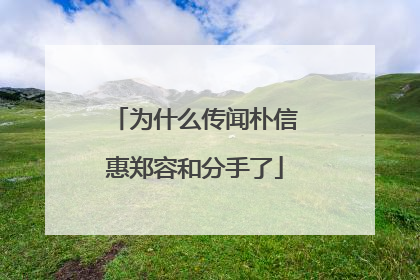 为什么传闻朴信惠郑容和分手了
