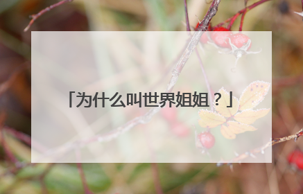 为什么叫世界姐姐？