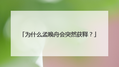 为什么孟晚舟会突然获释?