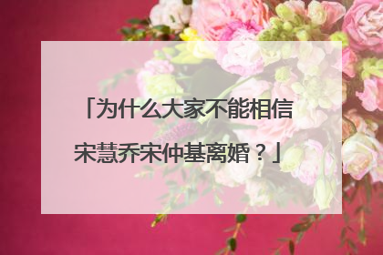 为什么大家不能相信宋慧乔宋仲基离婚？