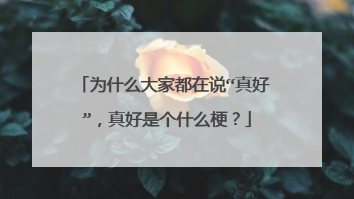 为什么大家都在说“真好”,真好是个什么梗?